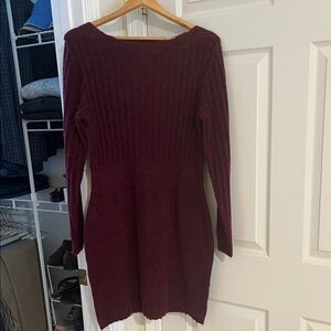 LC Lauren Conrad Deep Red Long Sleeve sweater dress